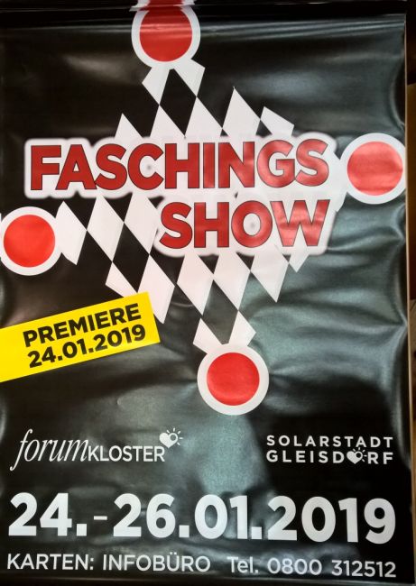 Plakat der Gleisdorfer Faschingsshow 2019